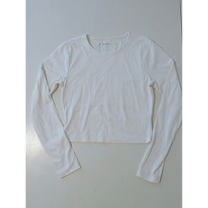TnAction Aritzia White Long Sleeve Cropped Activewear Top Medium